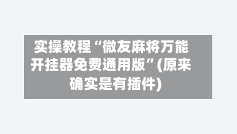 实操教程“微友麻将万能开挂器免费通用版”(原来确实是有插件)-第2张图片