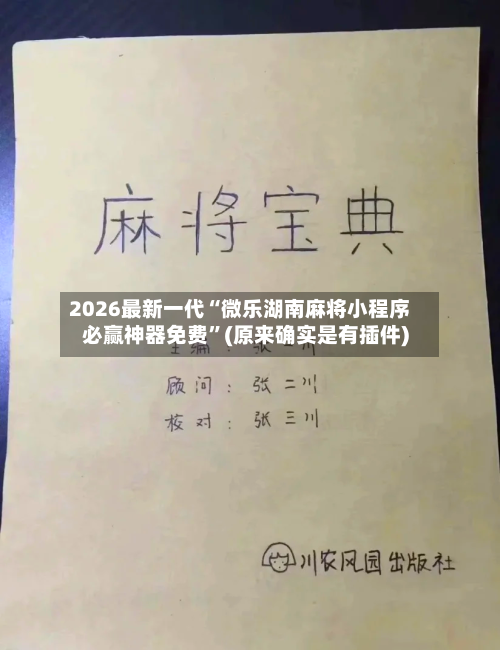 2026最新一代“微乐湖南麻将小程序必赢神器免费”(原来确实是有插件)-第2张图片