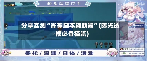 分享实测“雀神脚本辅助器”(曝光透视必备猫腻)-第3张图片