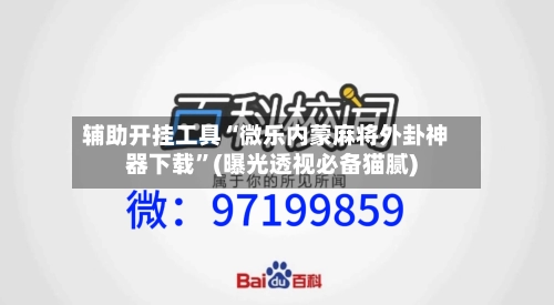 辅助开挂工具“微乐内蒙麻将外卦神器下载”(曝光透视必备猫腻)-第3张图片
