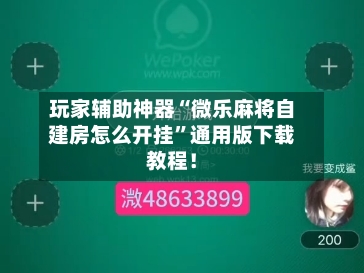 玩家辅助神器“微乐麻将自建房怎么开挂”通用版下载教程！-第3张图片