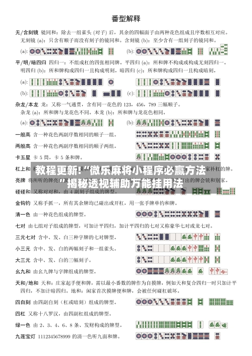 教程更新!“微乐麻将小程序必赢方法”揭秘透视辅助万能挂用法