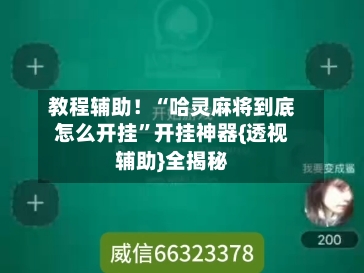 教程辅助！“哈灵麻将到底怎么开挂”开挂神器{透视辅助}全揭秘-第2张图片