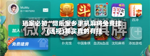 玩家必知“微乐家乡手机麻将免费挂”(透视)其实真的有挂