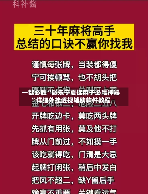 一键必胜“微乐宁夏捉麻子必赢神器”详细外挂透视辅助软件教程
