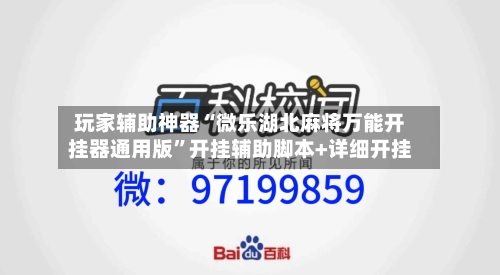玩家辅助神器“微乐湖北麻将万能开挂器通用版	”开挂辅助脚本+详细开挂-第2张图片