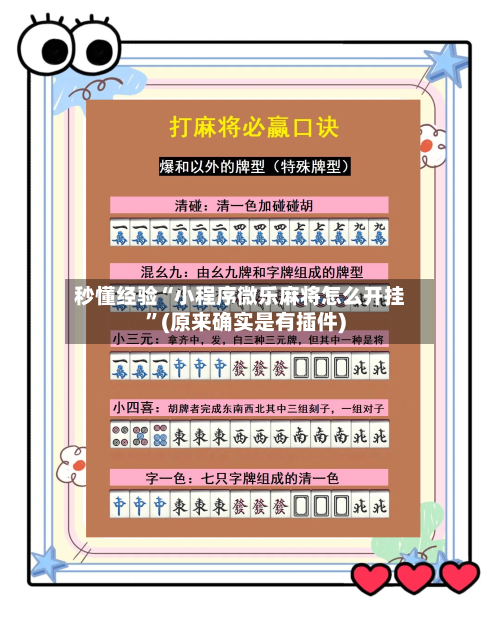 秒懂经验“小程序微乐麻将怎么开挂”(原来确实是有插件)-第2张图片