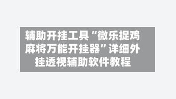 辅助开挂工具“微乐捉鸡麻将万能开挂器”详细外挂透视辅助软件教程-第2张图片