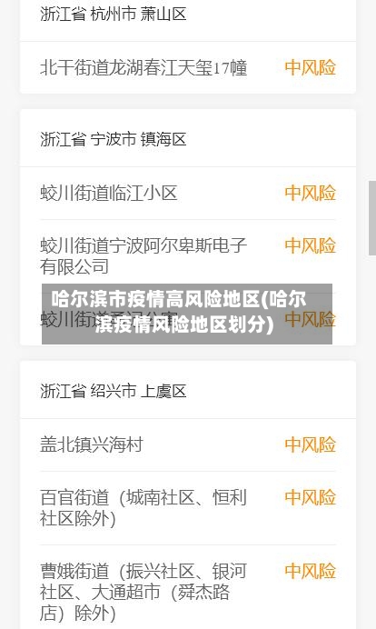 哈尔滨市疫情高风险地区(哈尔滨疫情风险地区划分)