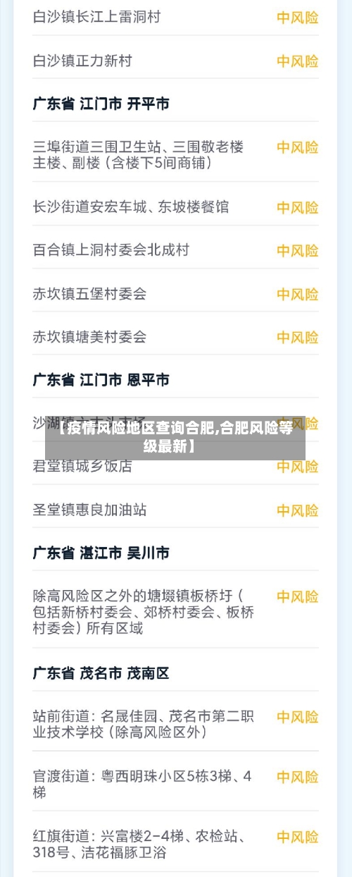 【疫情风险地区查询合肥,合肥风险等级最新】