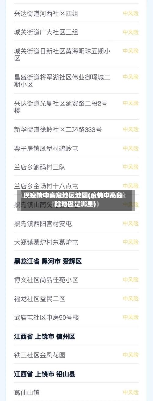 现疫情中高危地区地图(疫情中高危险地区是哪里)