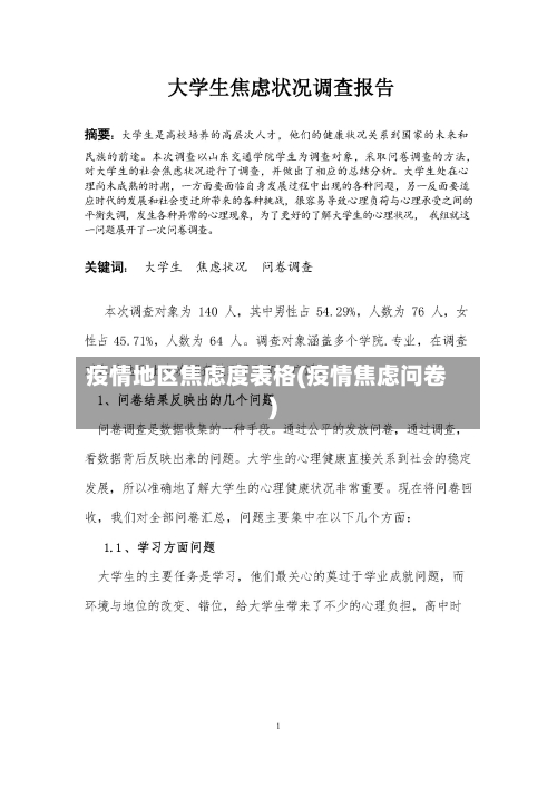 疫情地区焦虑度表格(疫情焦虑问卷)-第2张图片