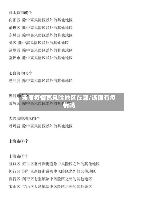 汤原疫情高风险地区在哪/汤原有疫情吗