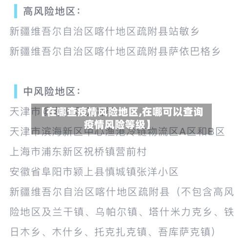 【在哪查疫情风险地区,在哪可以查询疫情风险等级】