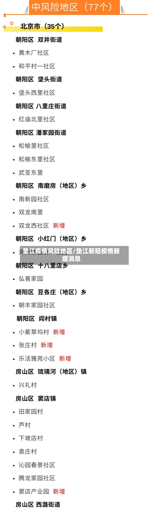 垫江疫情风险地区/垫江新冠疫情新增消息