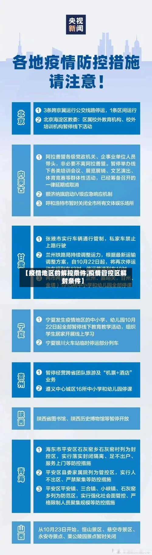 【疫情地区的解控条件,疫情管控区解封条件】